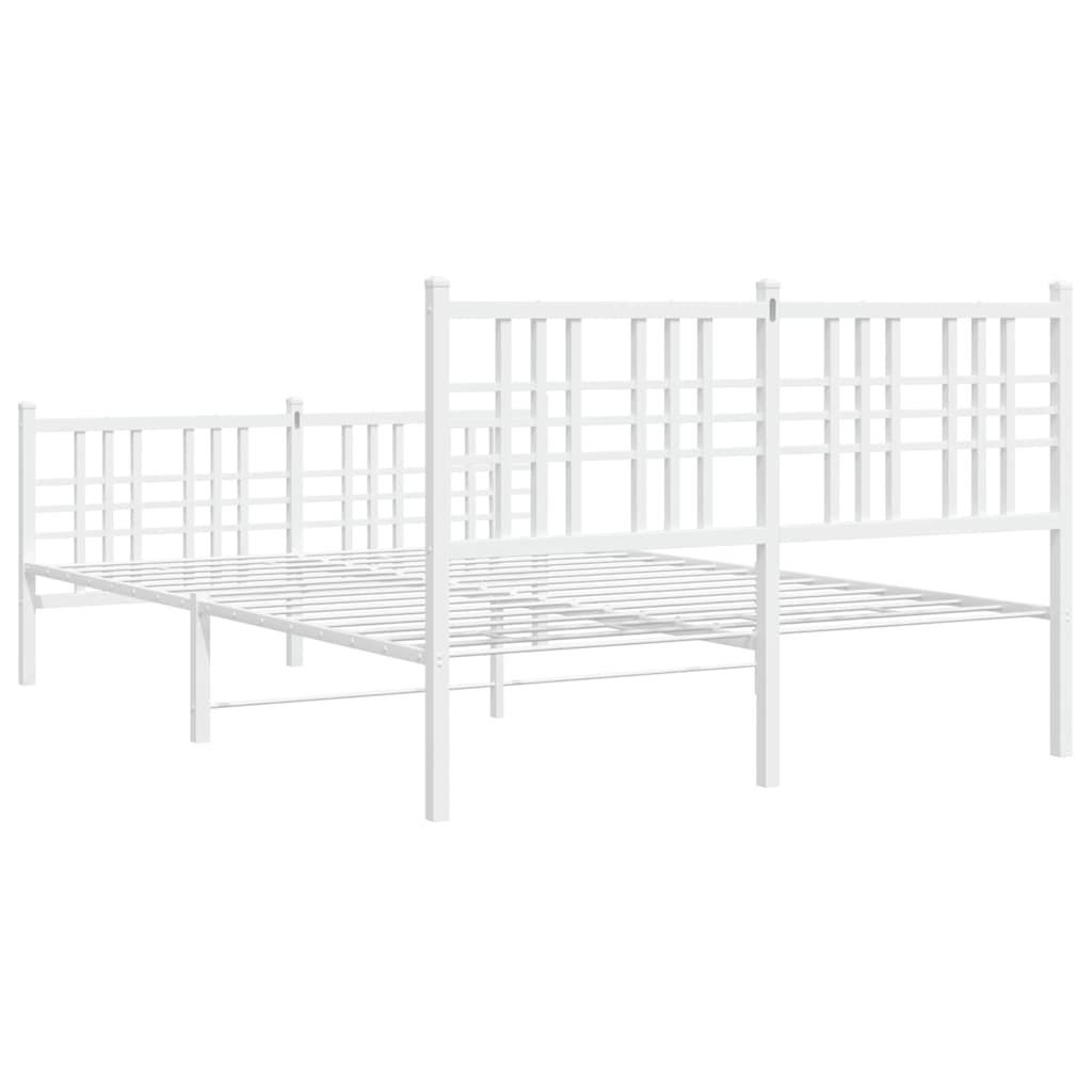 Metal Bed Frame without Mattress with Footboard White 120x190cm
