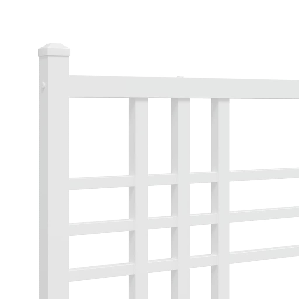Metal Bed Frame without Mattress with Footboard White 120x190cm