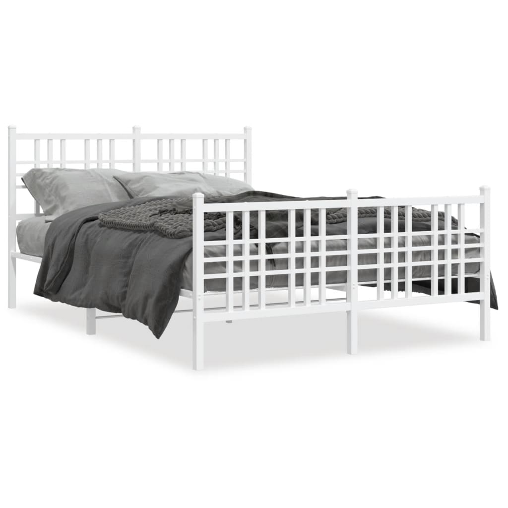 Metal Bed Frame without Mattress with Footboard White 120x200cm