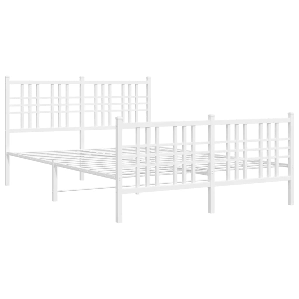 Metal Bed Frame without Mattress with Footboard White 120x200cm