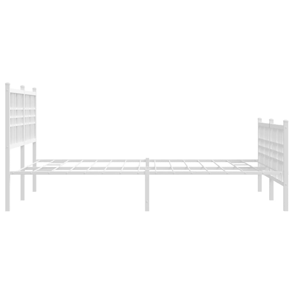 Metal Bed Frame without Mattress with Footboard White 120x200cm