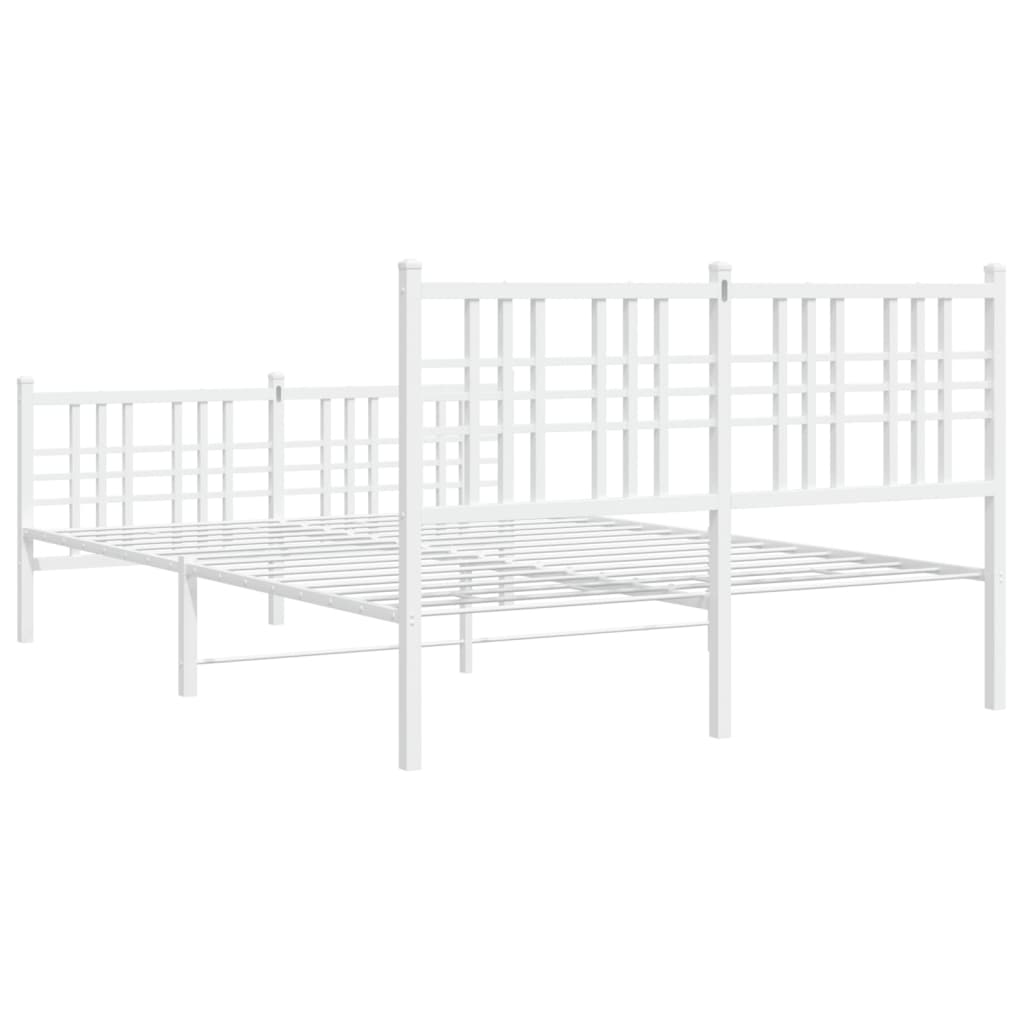 Metal Bed Frame without Mattress with Footboard White 120x200cm