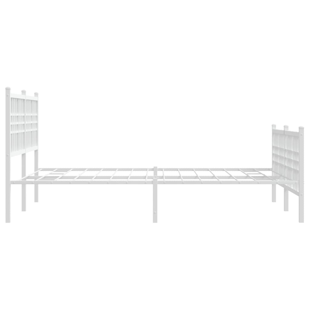 Metal Bed Frame without Mattress with Footboard White 140x190cm