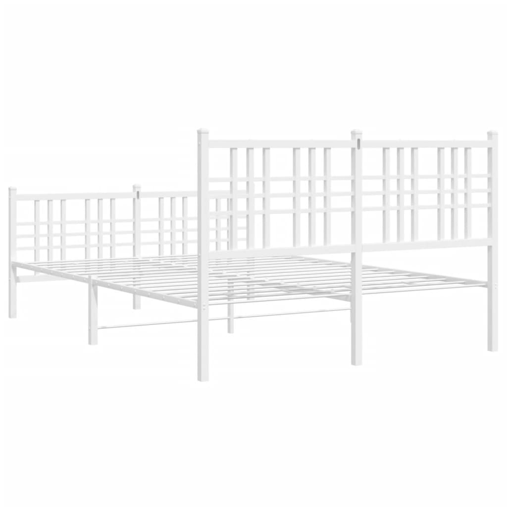 Metal Bed Frame without Mattress with Footboard White 140x190cm