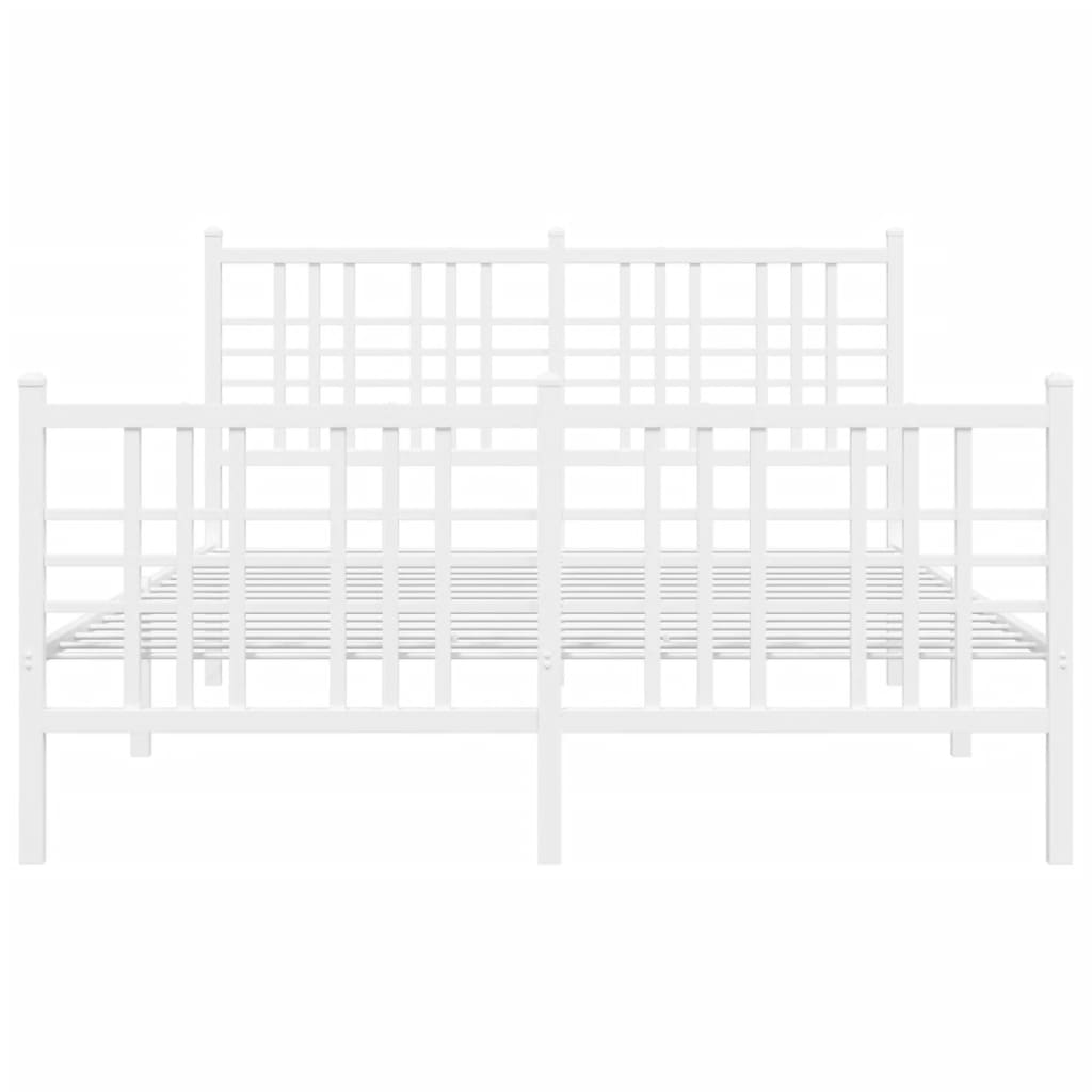 Metal Bed Frame without Mattress with Footboard White 140x200cm