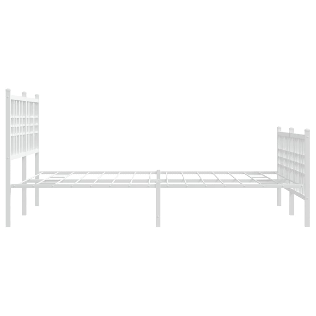 Metal Bed Frame without Mattress with Footboard White 140x200cm