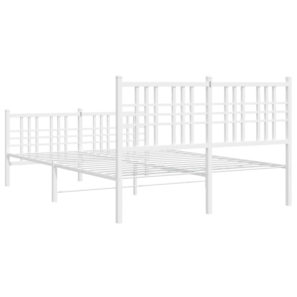 Metal Bed Frame without Mattress with Footboard White 140x200cm