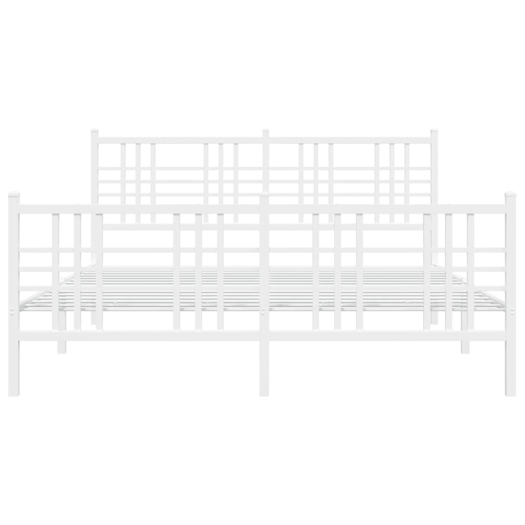 Metal Bed Frame without Mattress with Footboard White 150x200cm