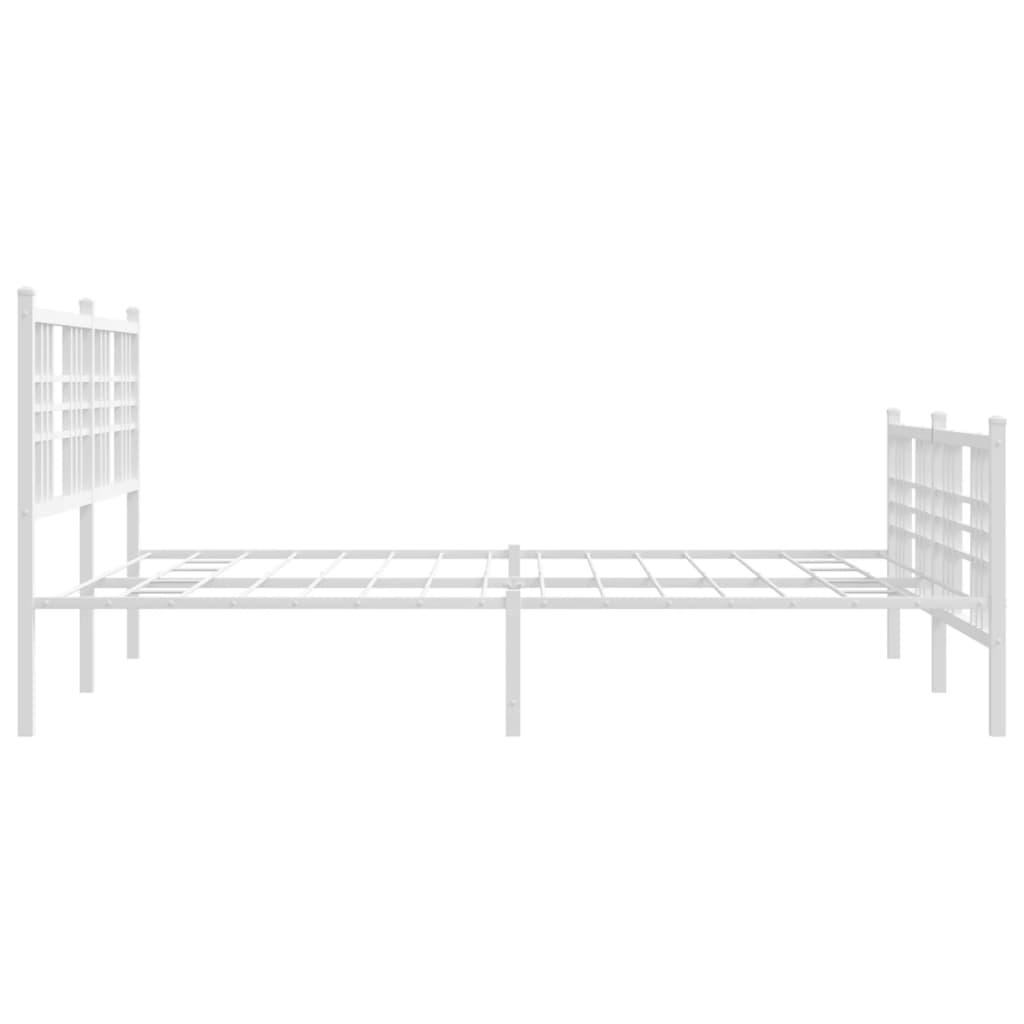 Metal Bed Frame without Mattress with Footboard White 150x200cm