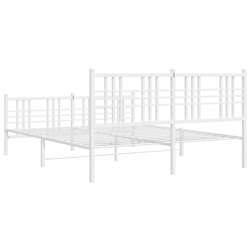 Metal Bed Frame without Mattress with Footboard White 150x200cm
