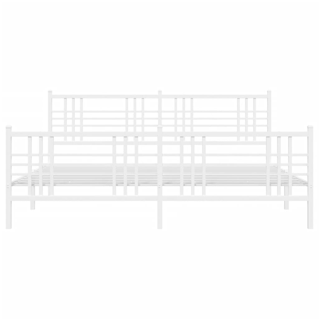 Metal Bed Frame without Mattress with Footboard White 180x200cm
