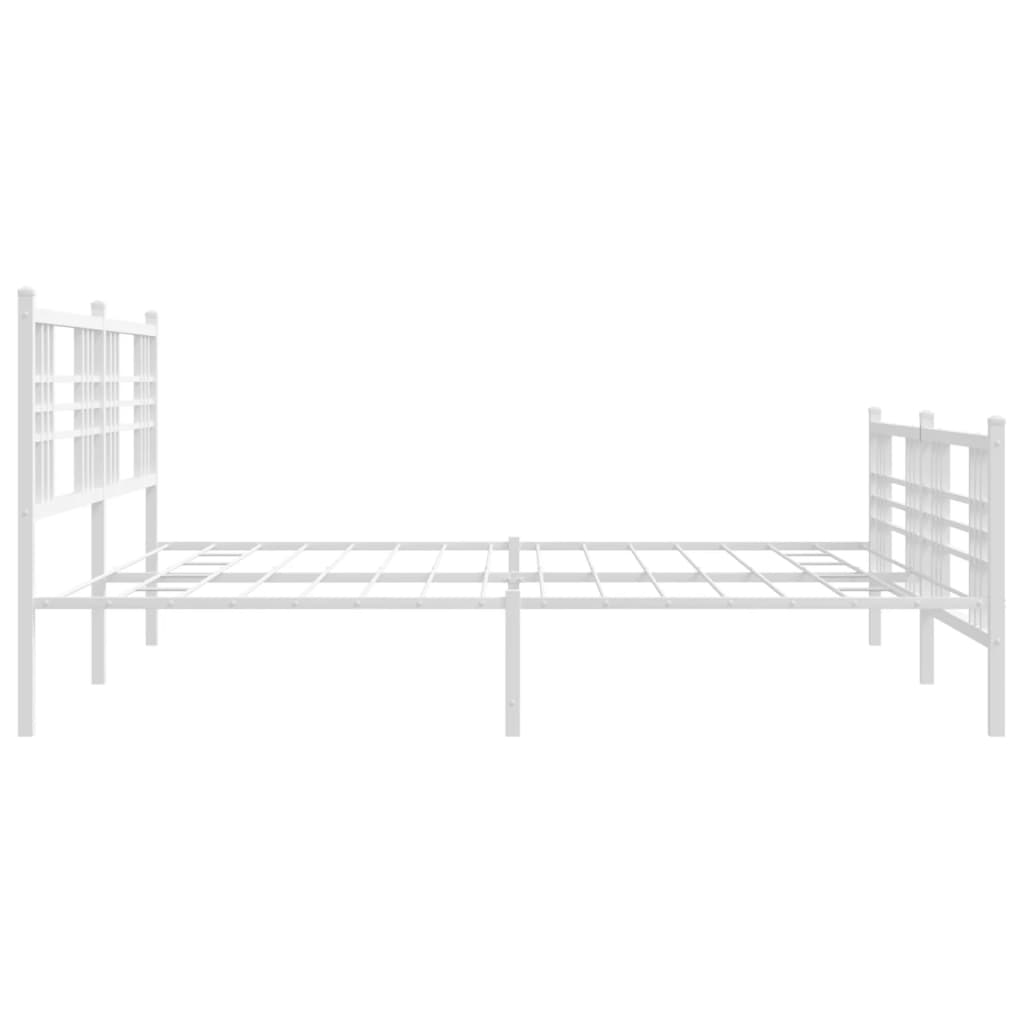 Metal Bed Frame without Mattress with Footboard White 180x200cm