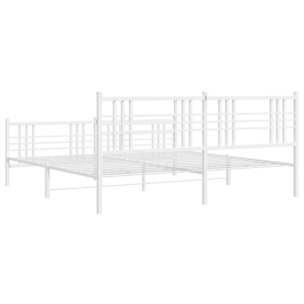 Metal Bed Frame without Mattress with Footboard White 180x200cm