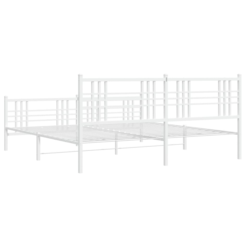 Metal Bed Frame without Mattress with Footboard White 183x213cm