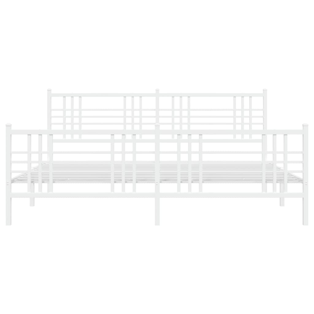 Metal Bed Frame without Mattress with Footboard White 200x200cm