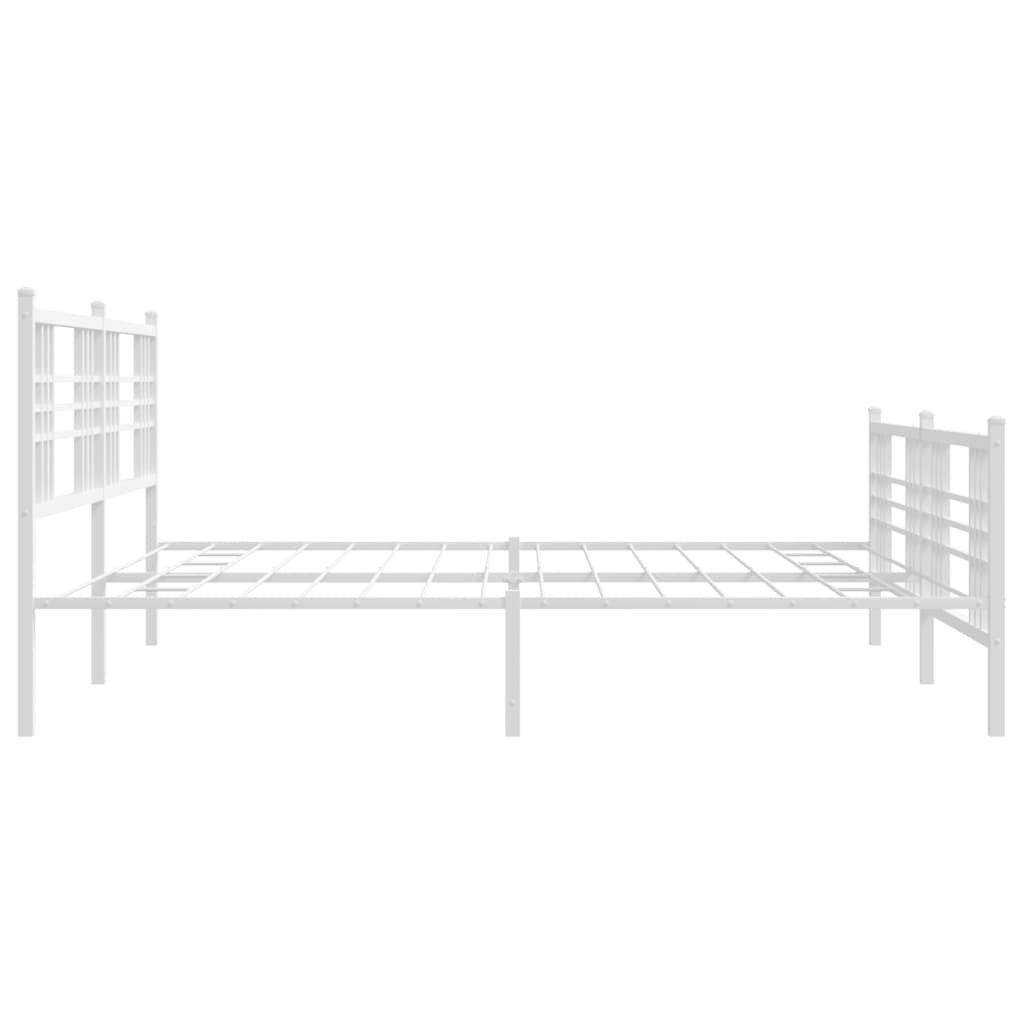 Metal Bed Frame without Mattress with Footboard White 200x200cm