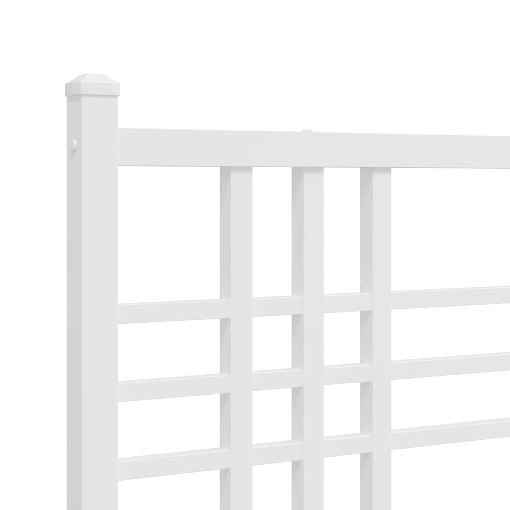 Metal Bed Frame without Mattress with Footboard White 200x200cm