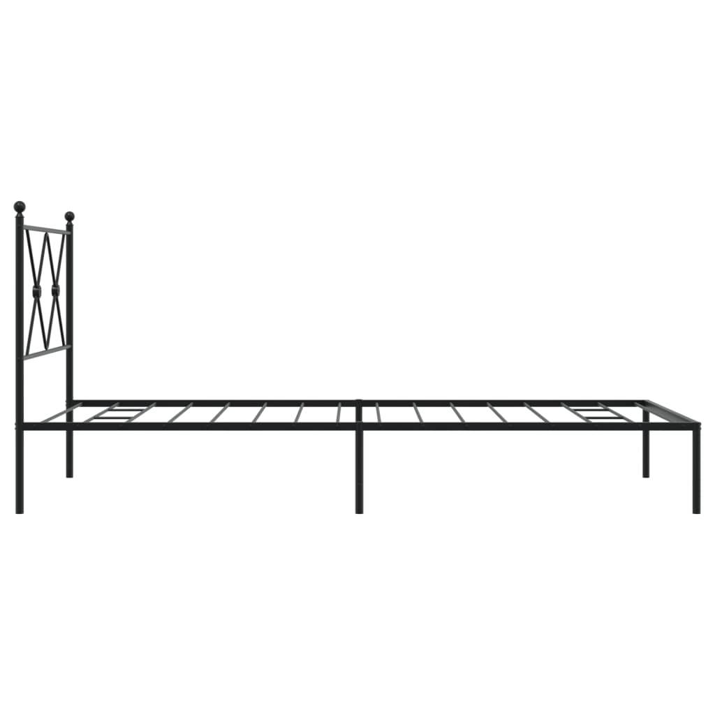 Metal Bed Frame without Mattress with Headboard Black 90x190cm