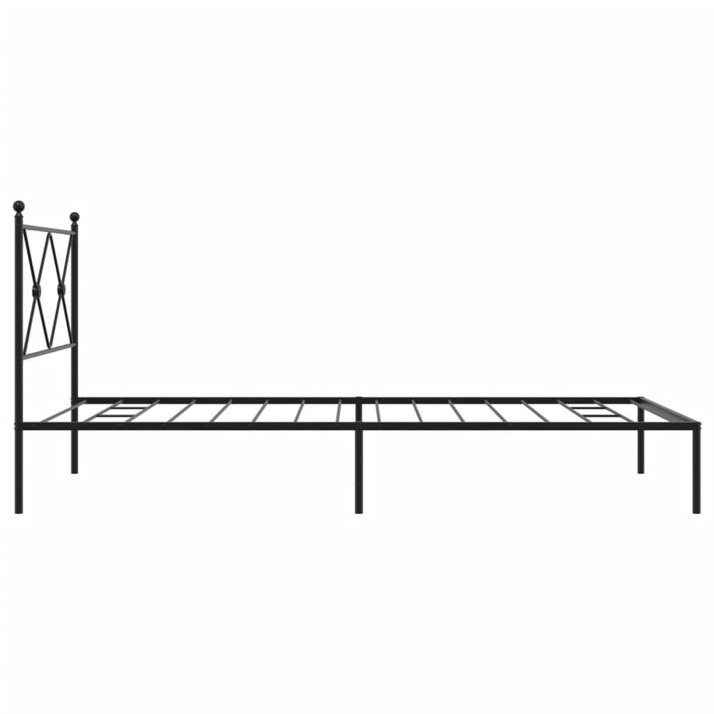 Metal Bed Frame without Mattress with Headboard Black 100x190cm