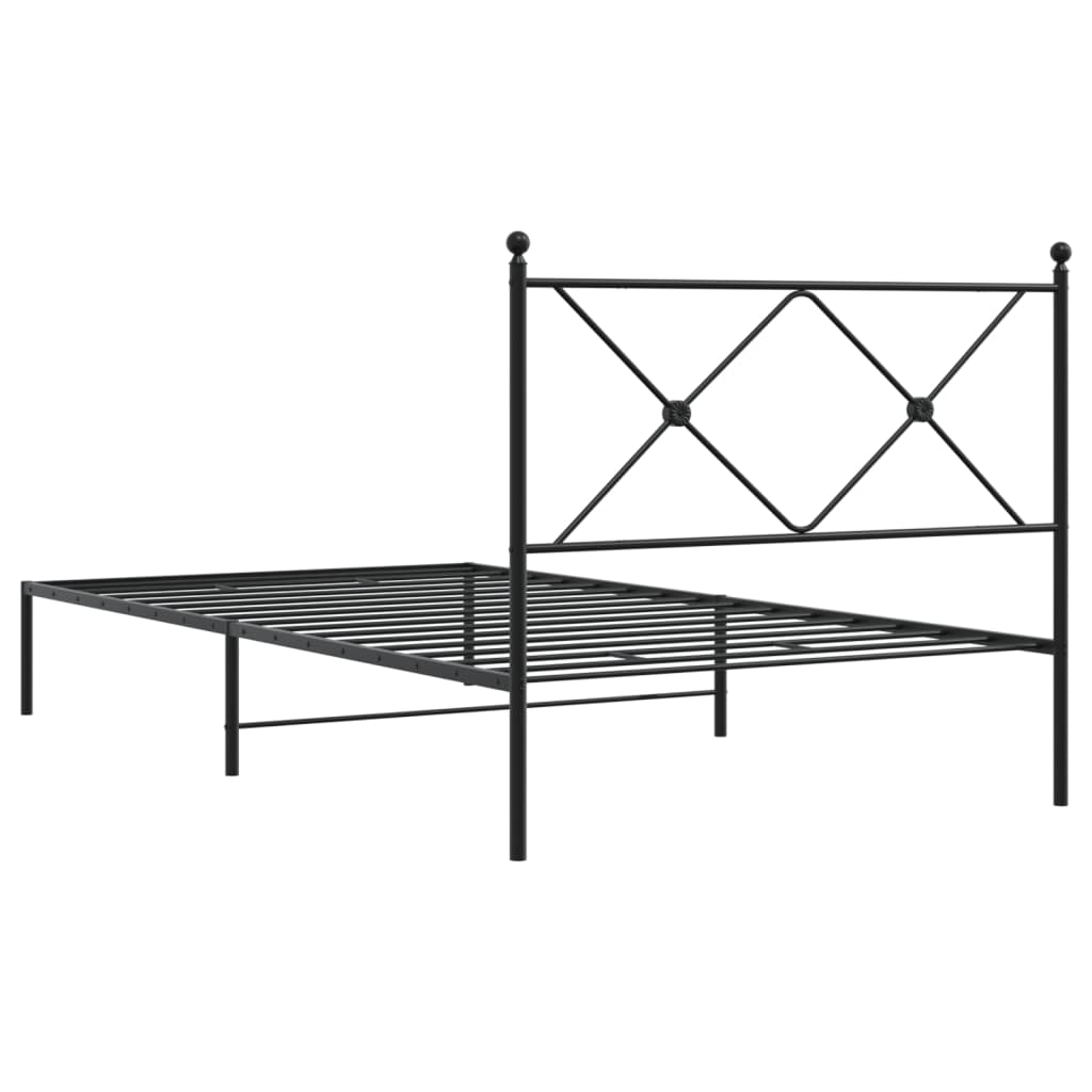 Metal Bed Frame without Mattress with Headboard Black 100x200cm