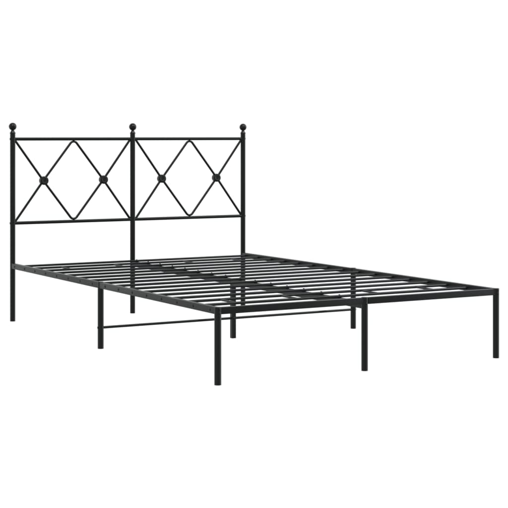 Metal Bed Frame without Mattress with Headboard Black 120x190cm