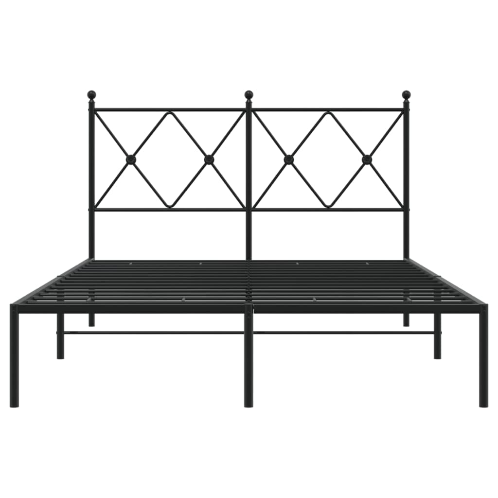 Metal Bed Frame without Mattress with Headboard Black 120x190cm