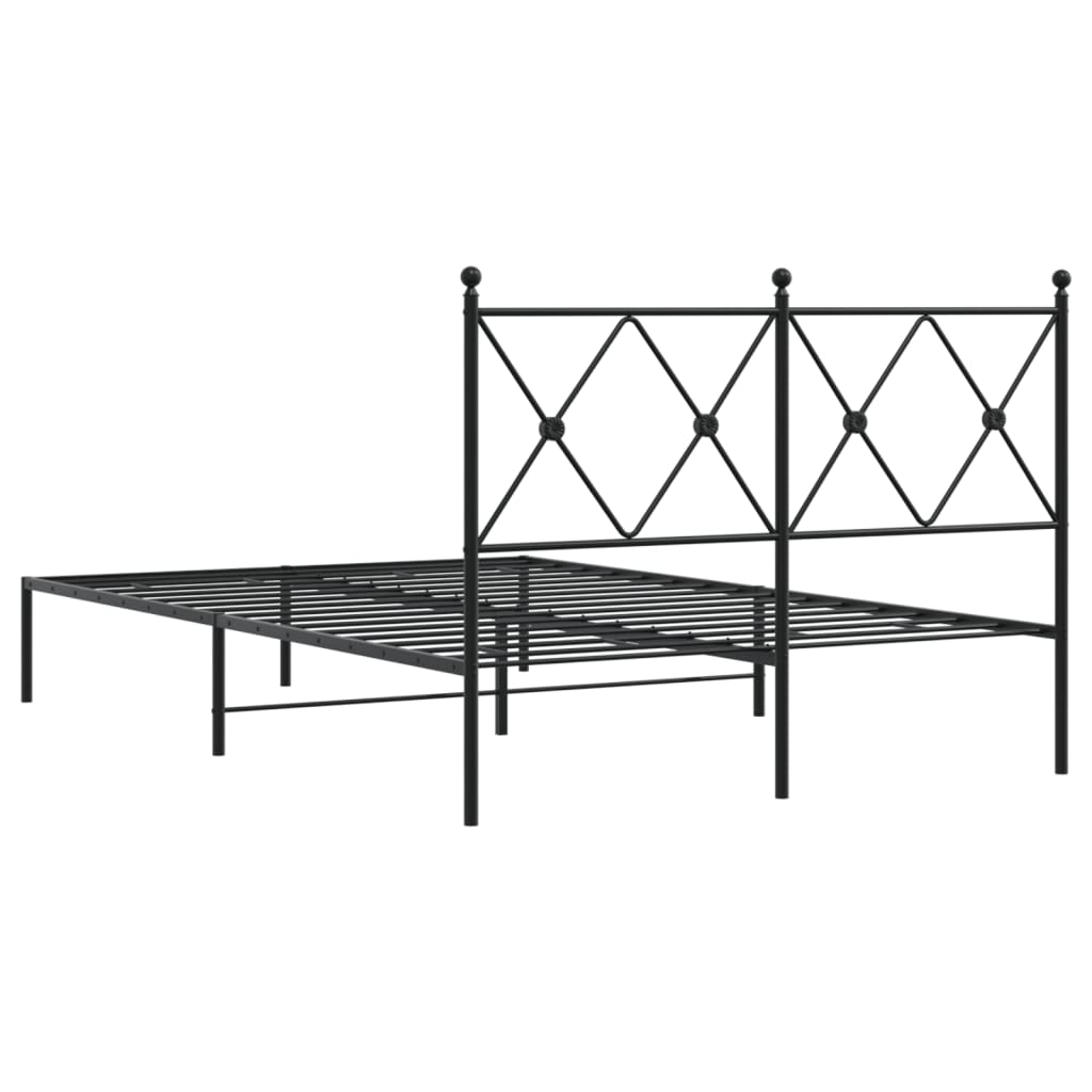 Metal Bed Frame without Mattress with Headboard Black 120x190cm