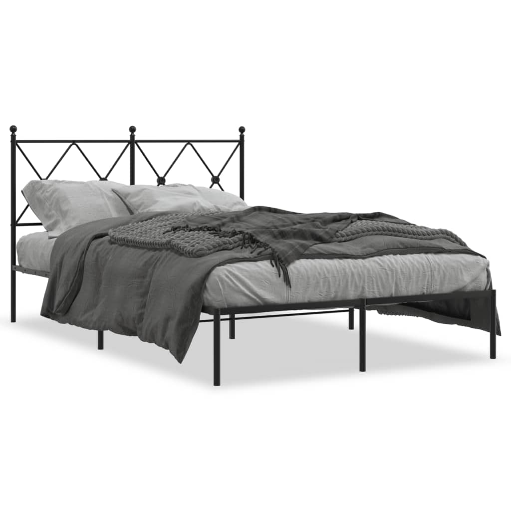 Metal Bed Frame without Mattress with Headboard Black 120x200cm