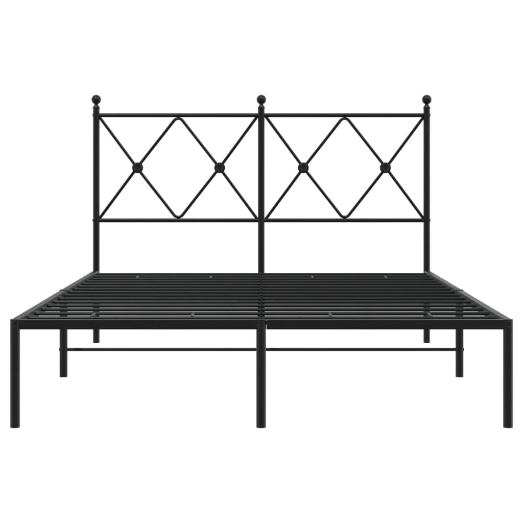 Metal Bed Frame without Mattress with Headboard Black 120x200cm