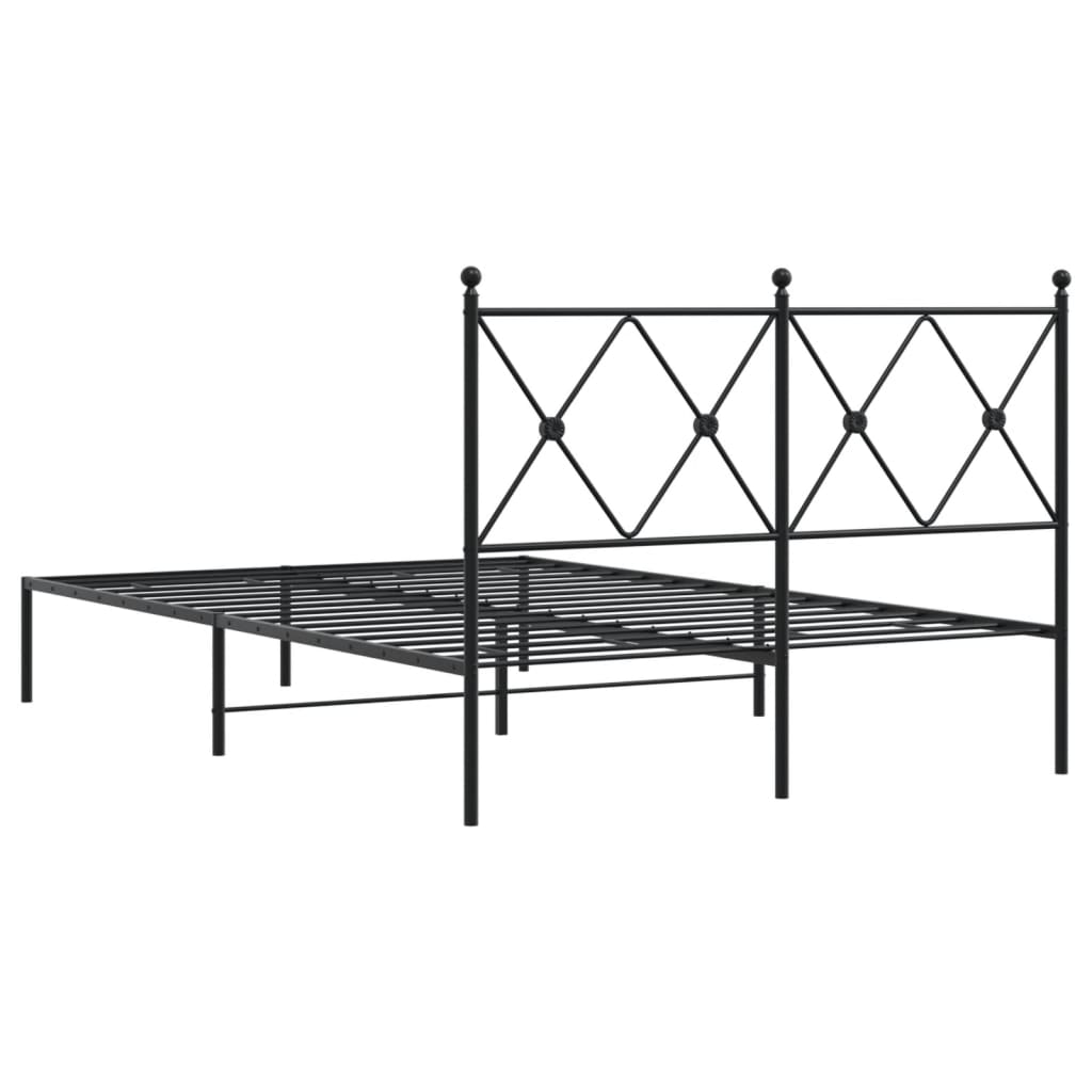 Metal Bed Frame without Mattress with Headboard Black 120x200cm