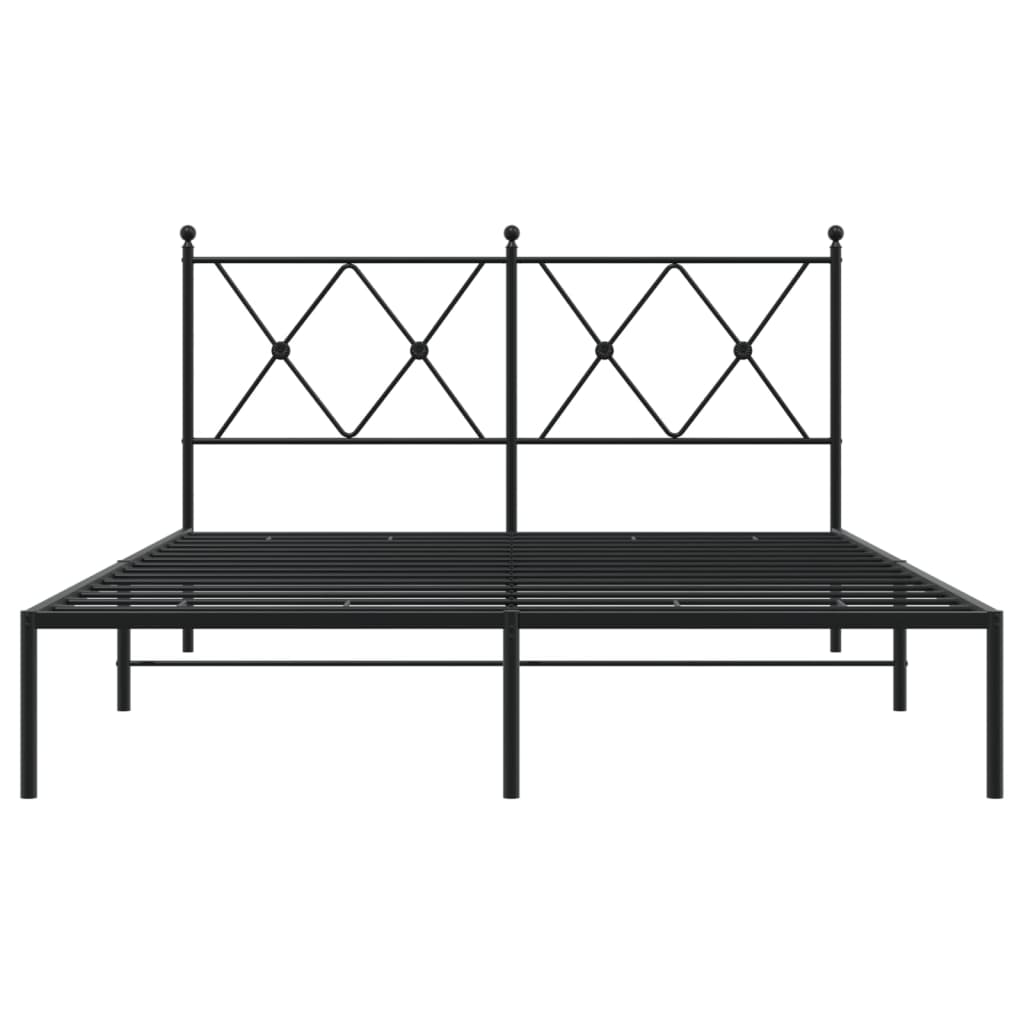 Metal Bed Frame without Mattress with Headboard Black 140x190cm