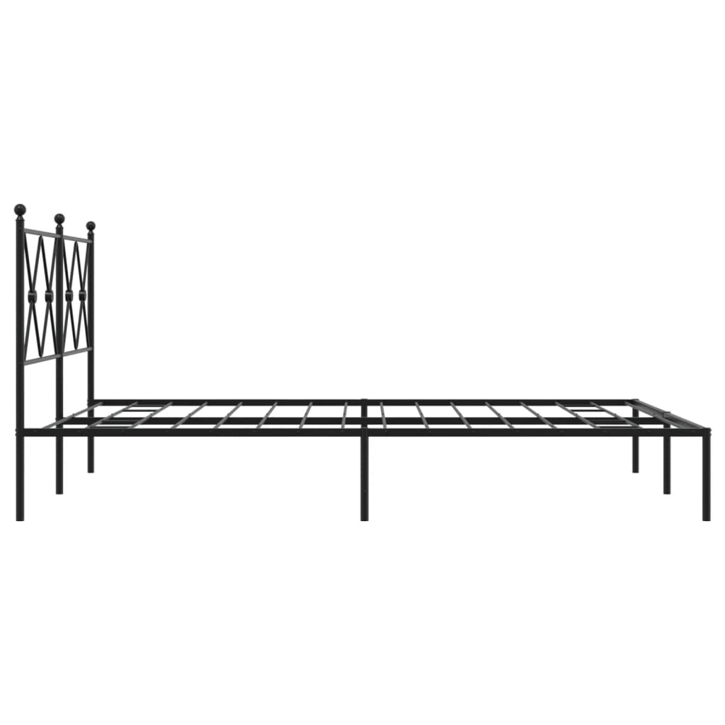 Metal Bed Frame without Mattress with Headboard Black 140x190cm