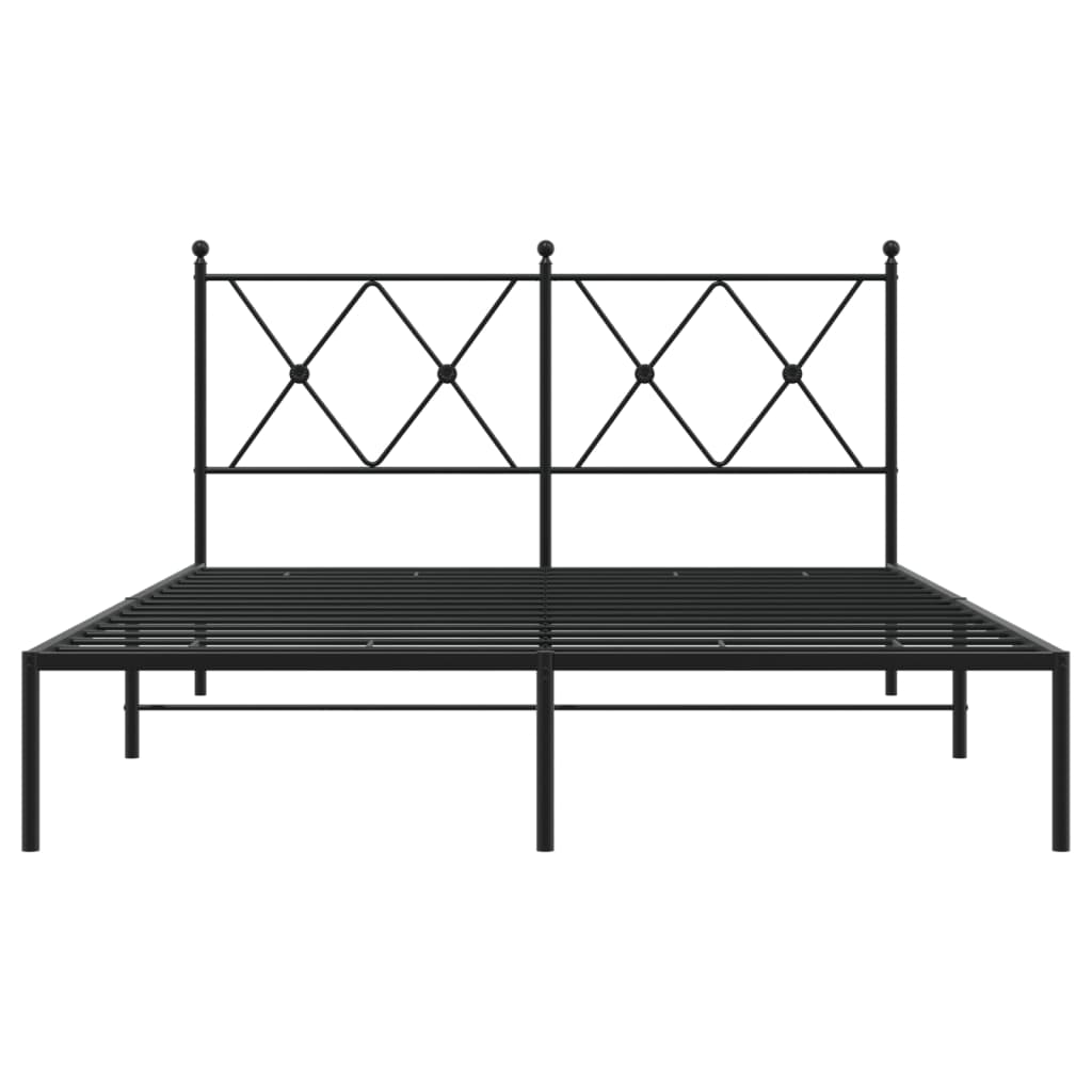 Metal Bed Frame without Mattress with Headboard Black 140x200cm