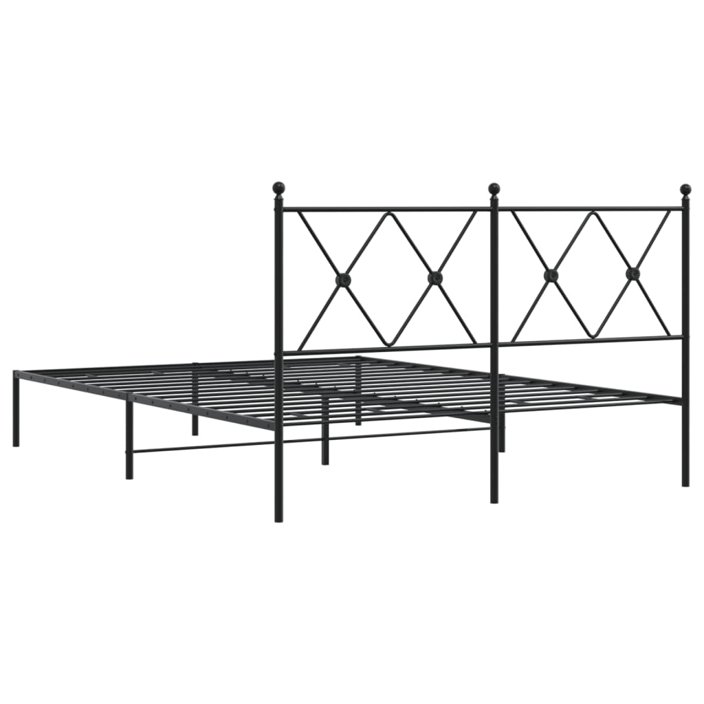 Metal Bed Frame without Mattress with Headboard Black 140x200cm