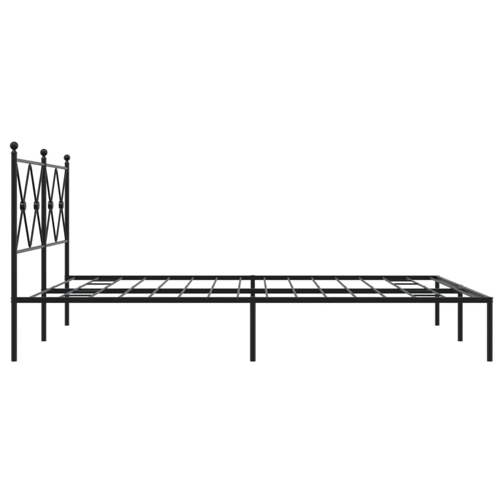 Metal Bed Frame without Mattress with Headboard Black 150x200cm