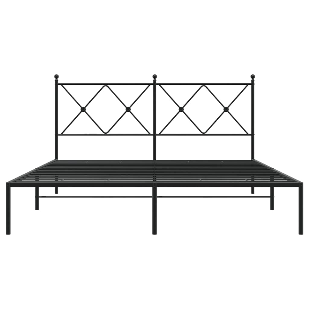 Metal Bed Frame without Mattress with Headboard Black 160x200cm