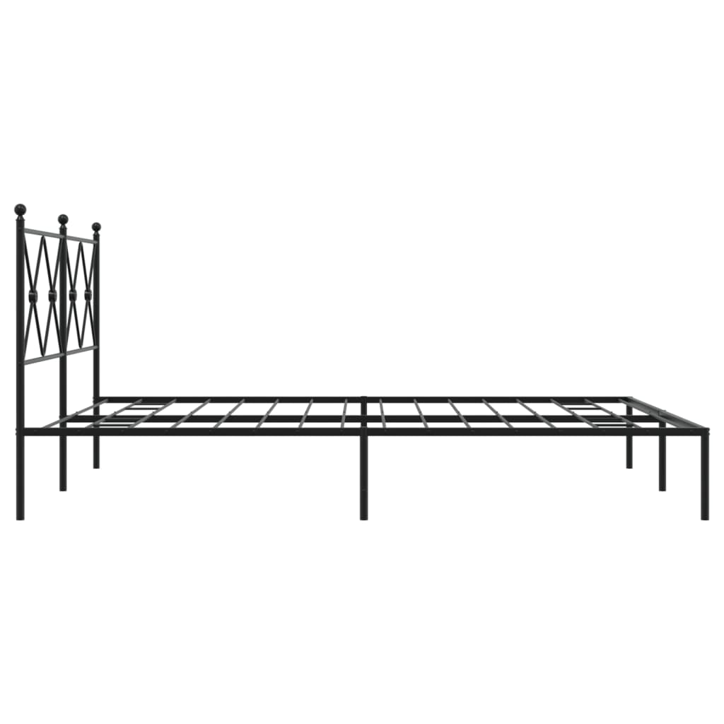 Metal Bed Frame without Mattress with Headboard Black 160x200cm