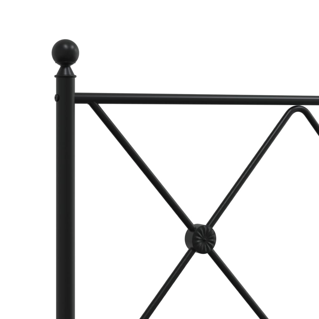 Metal Bed Frame without Mattress with Headboard Black 160x200cm