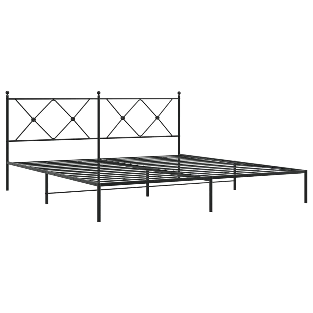 Metal Bed Frame without Mattress with Headboard Black 183x213cm