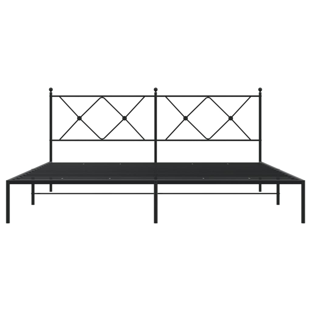 Metal Bed Frame without Mattress with Headboard Black 183x213cm