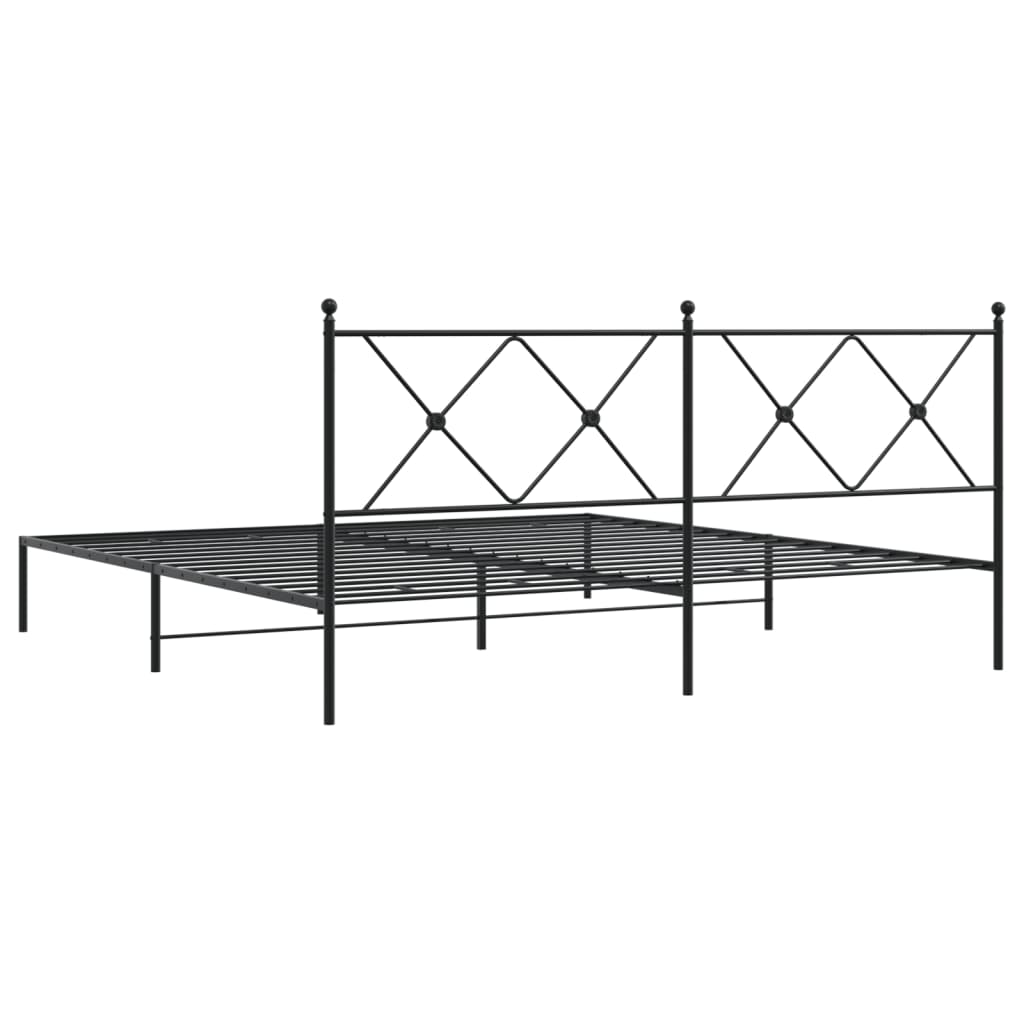 Metal Bed Frame without Mattress with Headboard Black 183x213cm