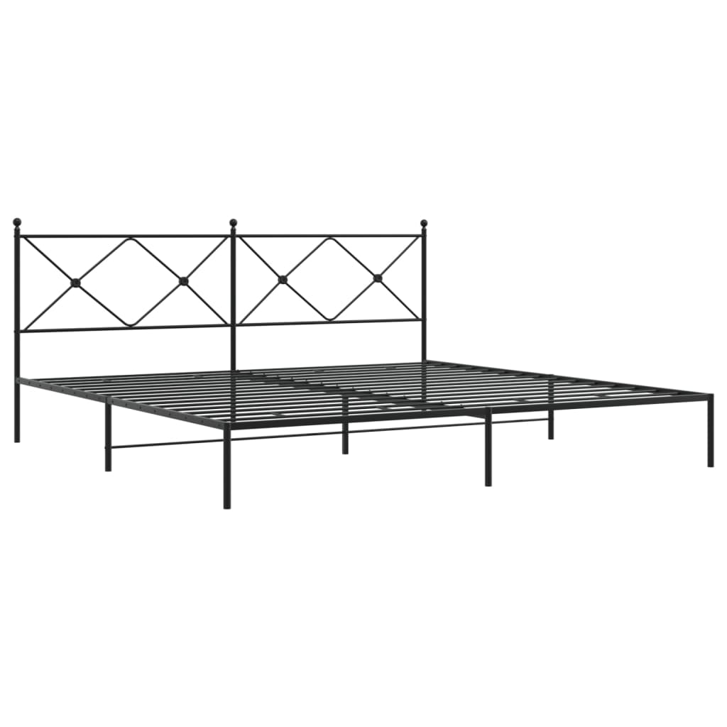 Metal Bed Frame without Mattress with Headboard Black 193x203cm