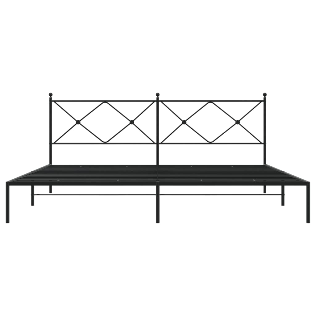 Metal Bed Frame without Mattress with Headboard Black 200x200cm