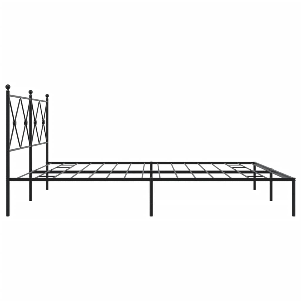 Metal Bed Frame without Mattress with Headboard Black 200x200cm