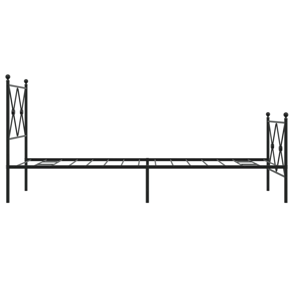 Metal Bed Frame without Mattress with Footboard Black 80x200cm