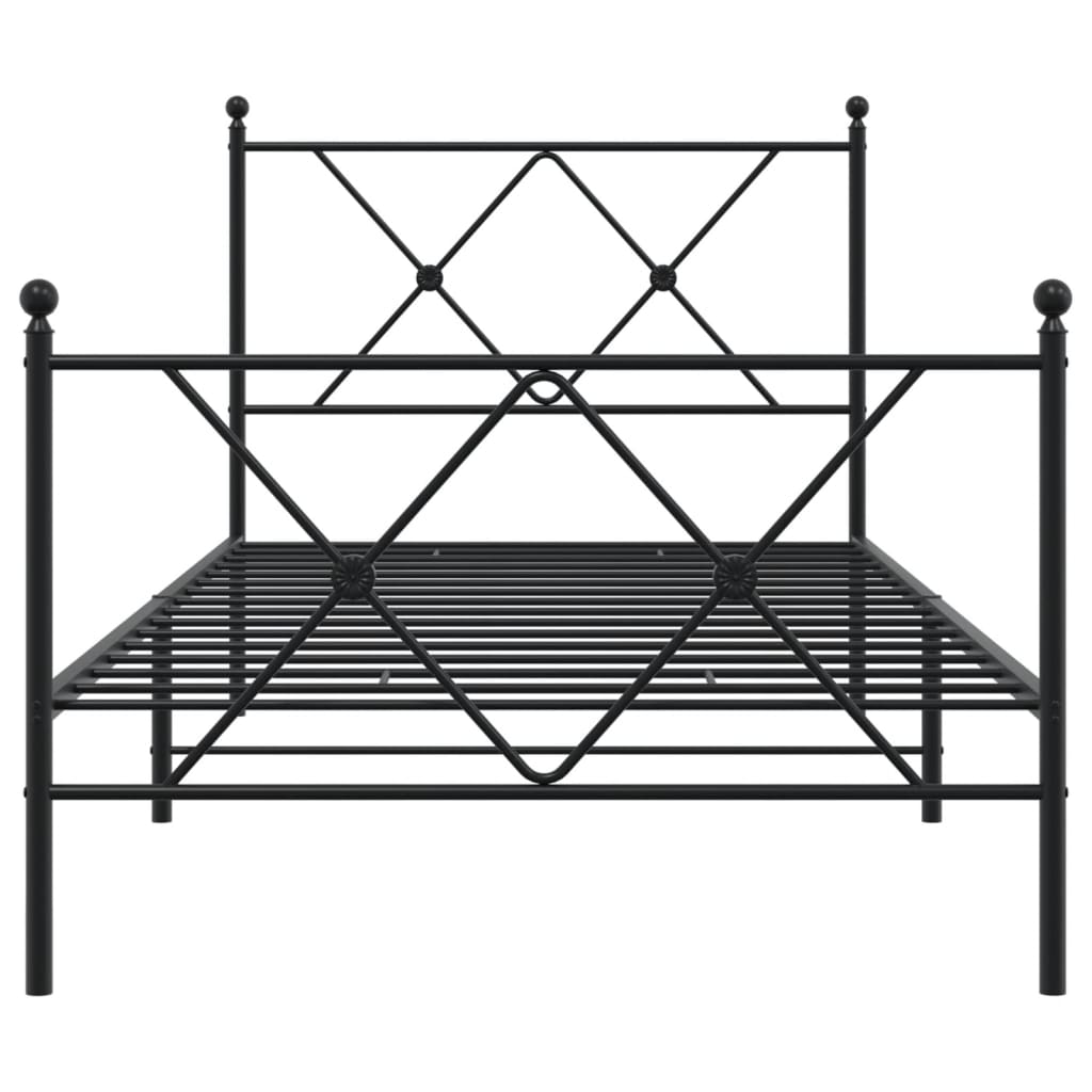 Metal Bed Frame without Mattress with Footboard Black 90x200cm