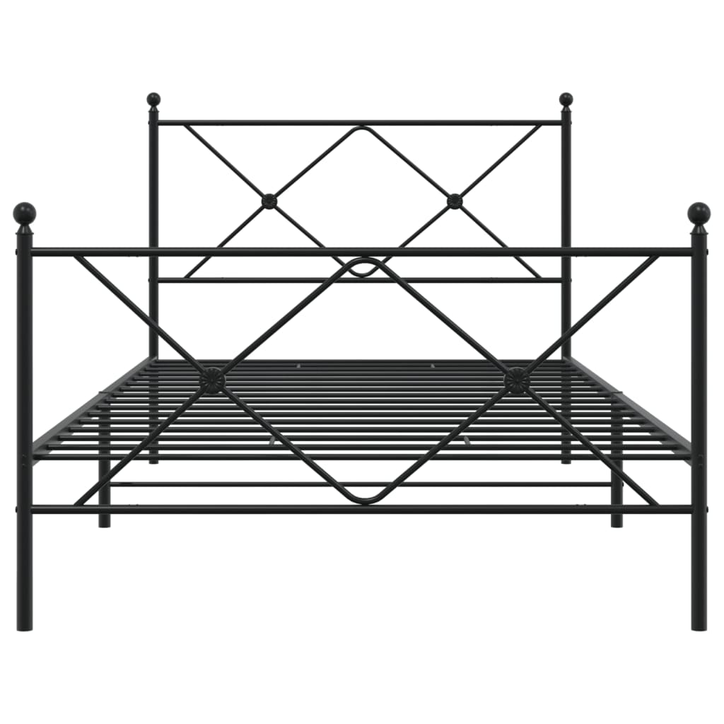 Metal Bed Frame without Mattress with Footboard Black 100x190cm