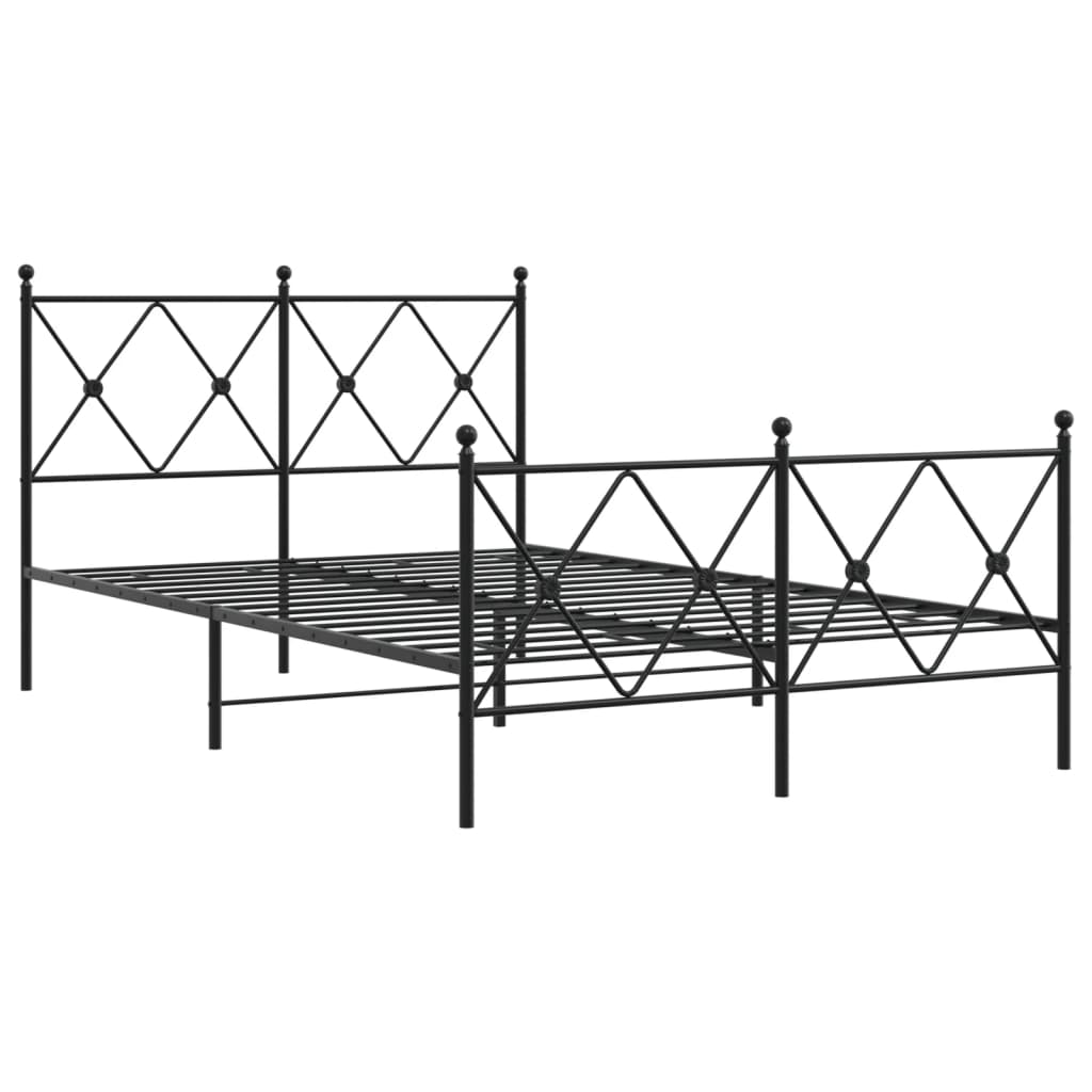 Metal Bed Frame without Mattress with Footboard Black 120x190cm