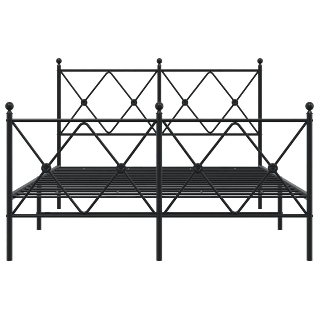 Metal Bed Frame without Mattress with Footboard Black 120x190cm