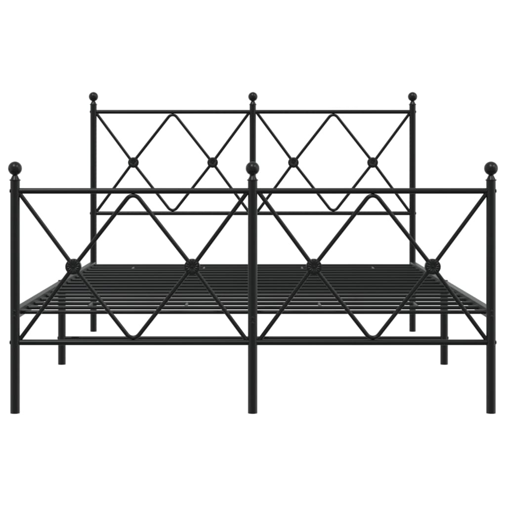 Metal Bed Frame without Mattress with Footboard Black 120x200cm